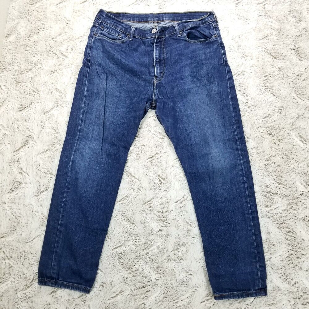 Levis Jeans Mens 38×30 Blue Regular Straight Dark Wash Denim